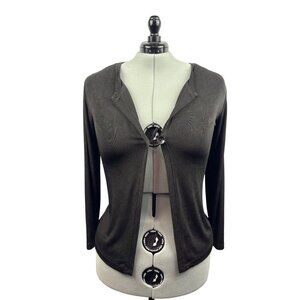 Women’s Chico’s Size 2XL Dark Grey Long Sleeve Cardigan with Single Shell Button